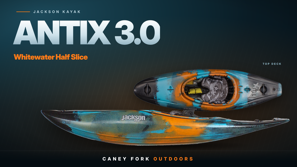 Jackson Kayak Antix 3.0 whitewater half slice, top deck and side views