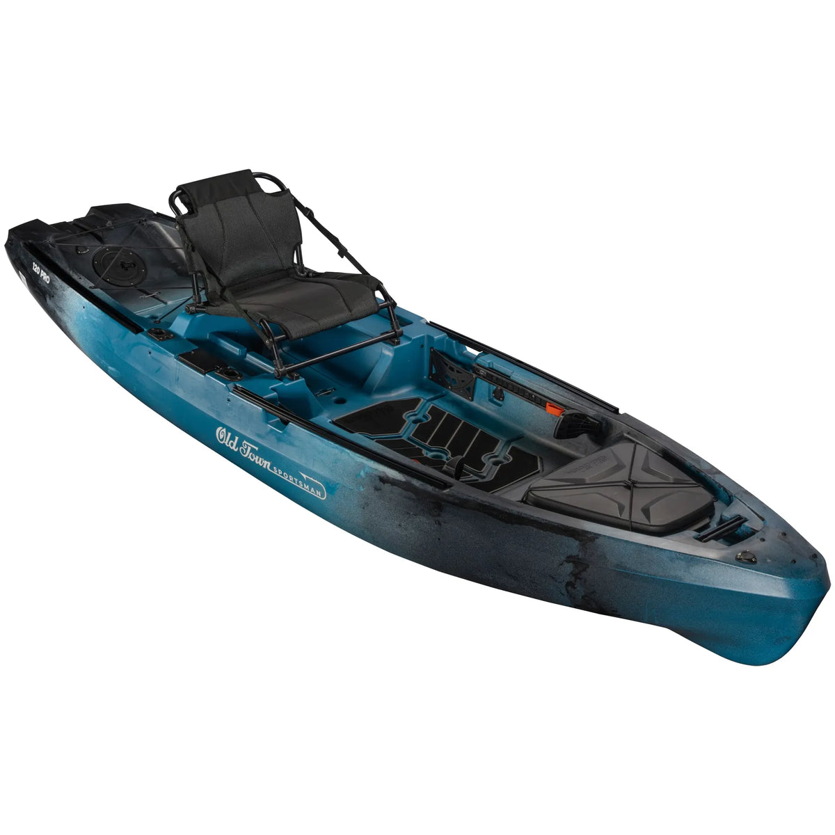 Angled view of Old Town Sportsman 120 Pro in Storm