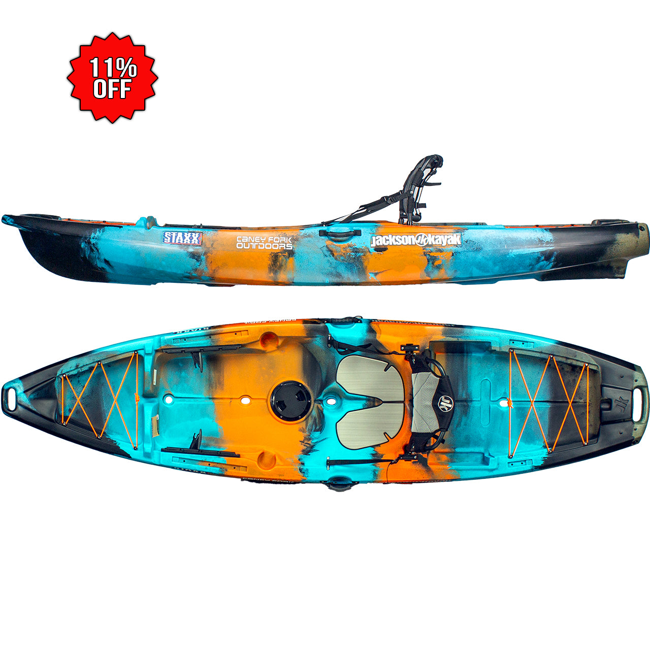 Jackson STAR カヤック Jackson Kayak Staxx Recreational Sit On Top Kayak – Caney Fork