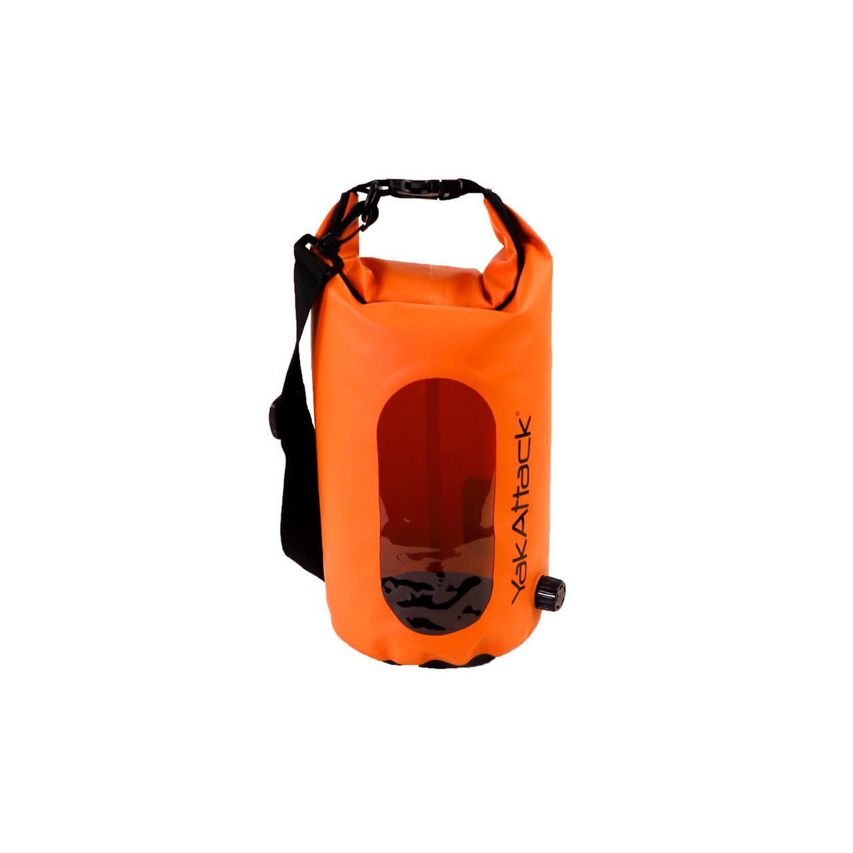 Front of the YakAttack 5L Roll-Top Drybag with Air Valve, Orange