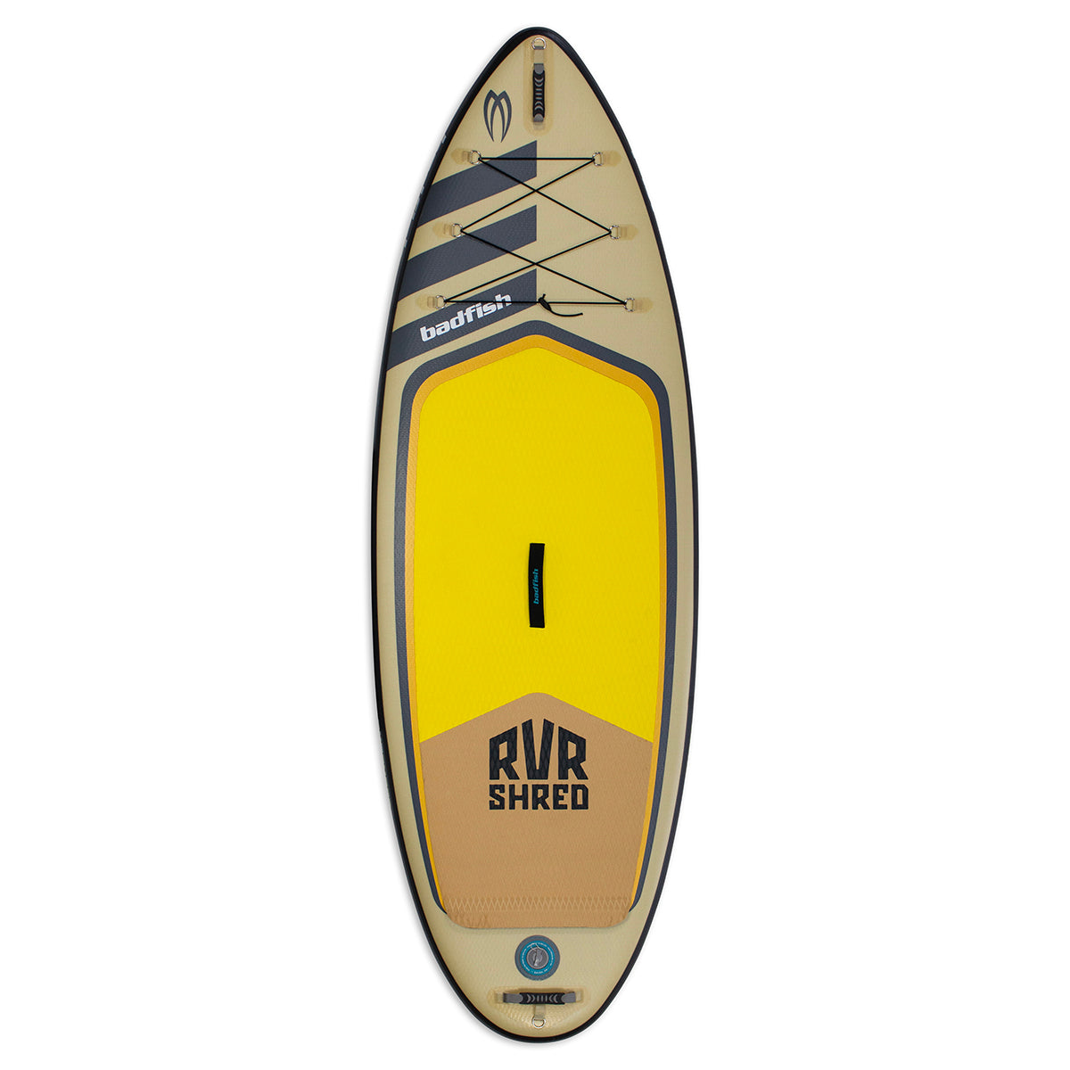 Badfish Rivershred inflatable paddleboard, top view