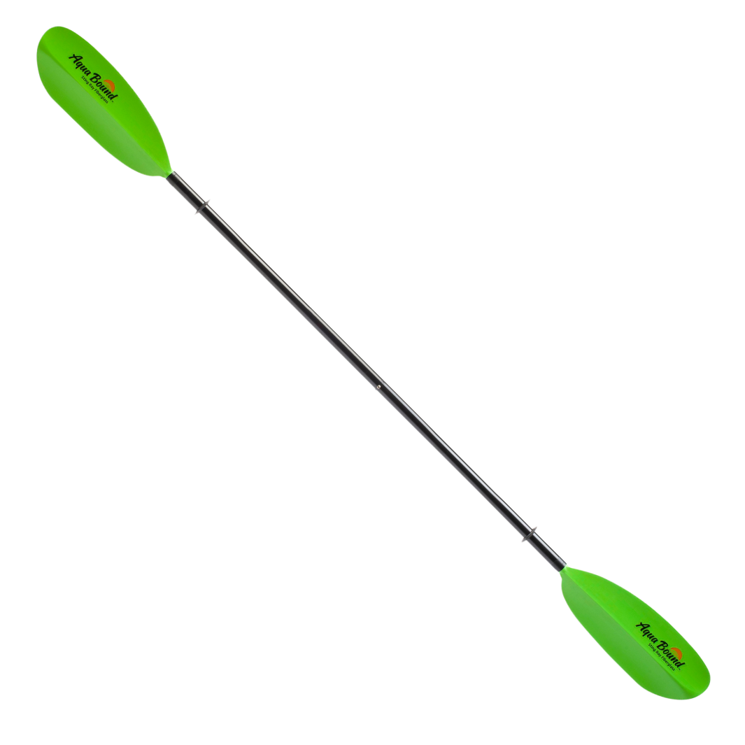 Aqua Bound Sting Ray Fiberglass 2-Piece Snap-Button Kayak Paddle, Electric Green, full paddle