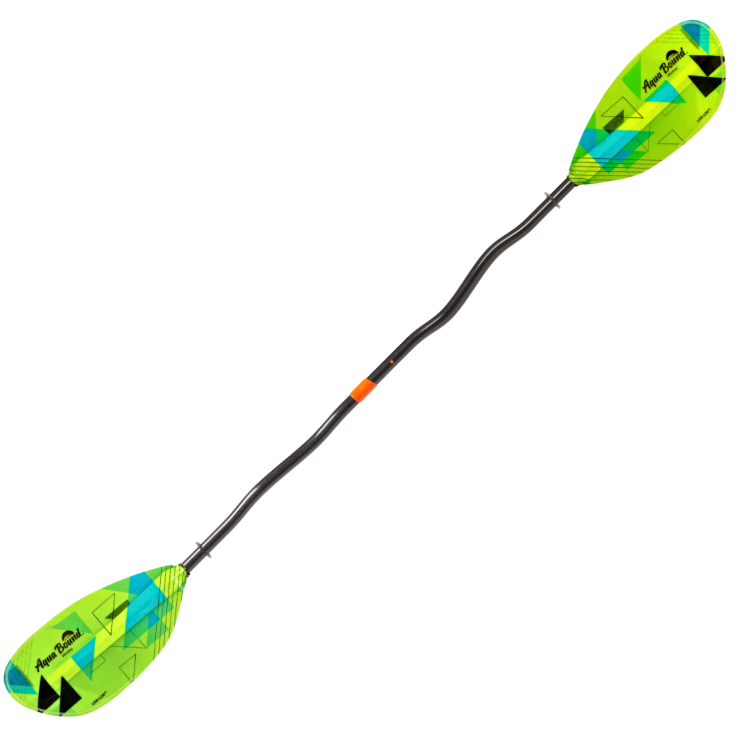 Aqua Bound Whiskey Fiberglass 2-Piece Bent Shaft Kayak Paddle, Geo Punch, full paddle